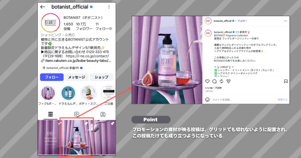 BOTANISTのグリッド投稿例